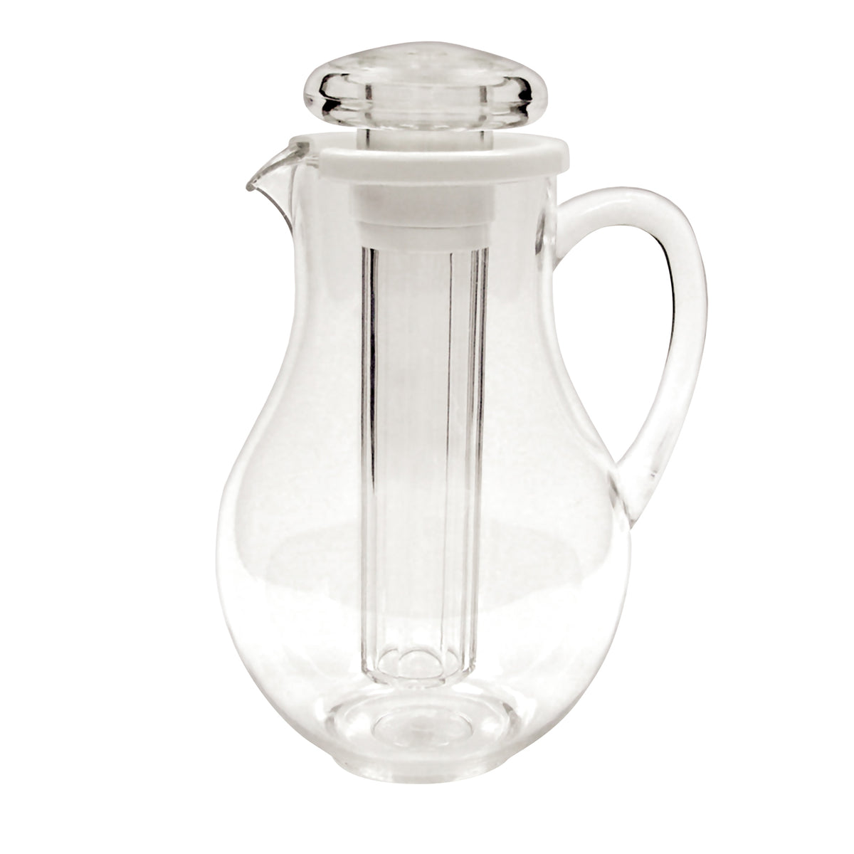 Winco WPIT-19 64 oz. (2 qt.) Clear Polycarbonate Pitcher with Ice Chamber, Handle | 64 - 95 oz
