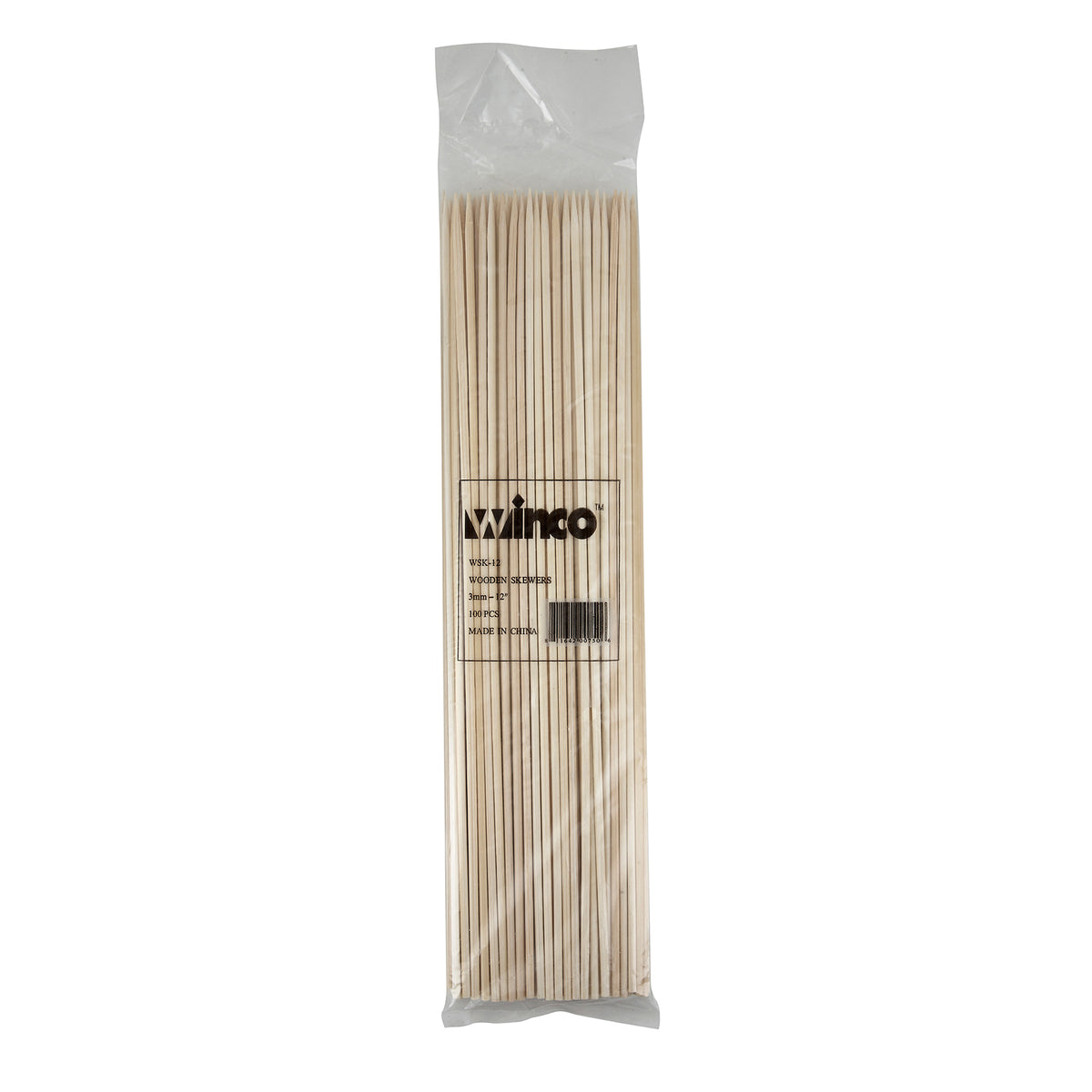 Winco WSK-12 Skewers, 12", Bamboo - 100/Bag