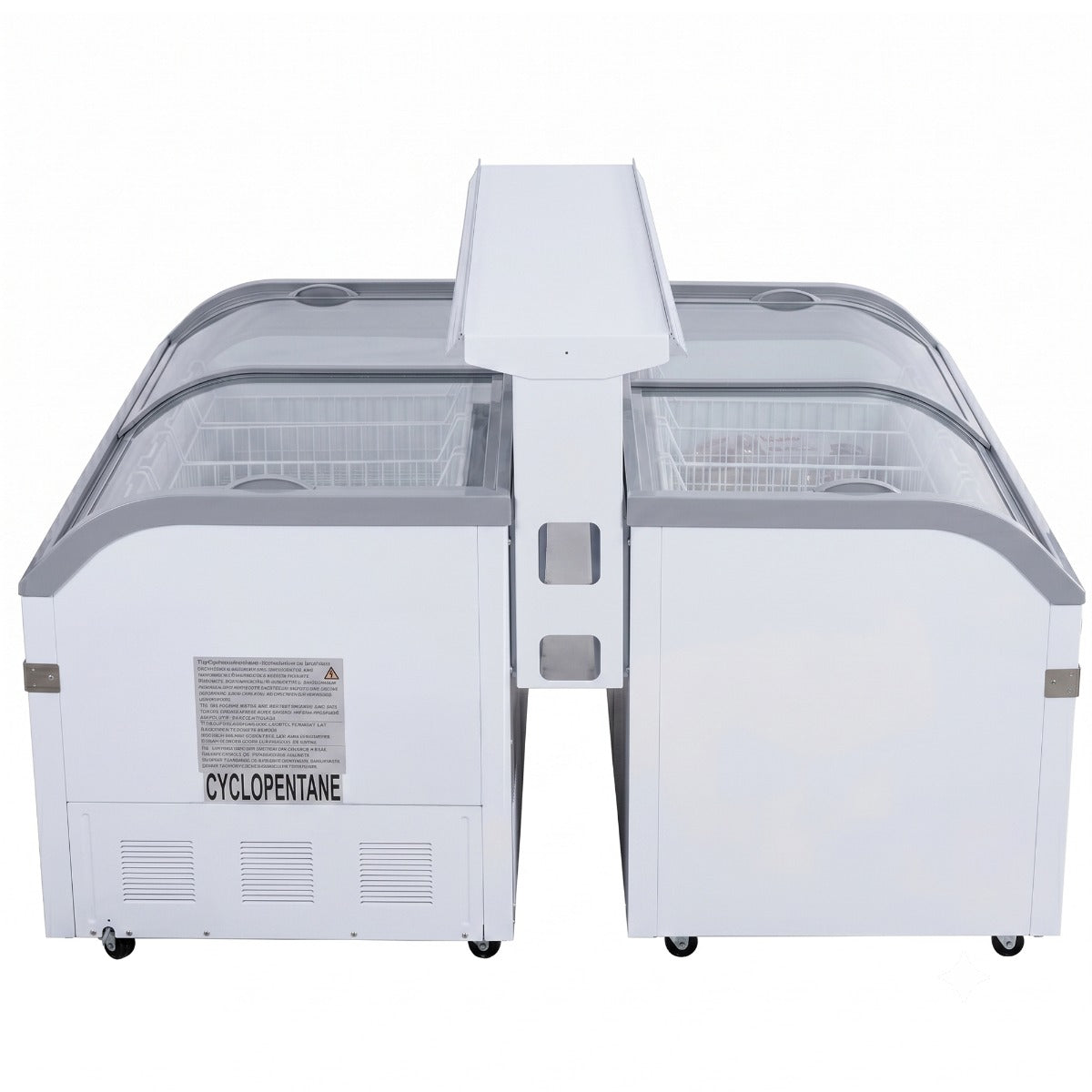 Coldline XS500YX-DBL Double 58" Curved Glass Top Display Ice Cream Freezer with LED Lighting and Promotion Shelf