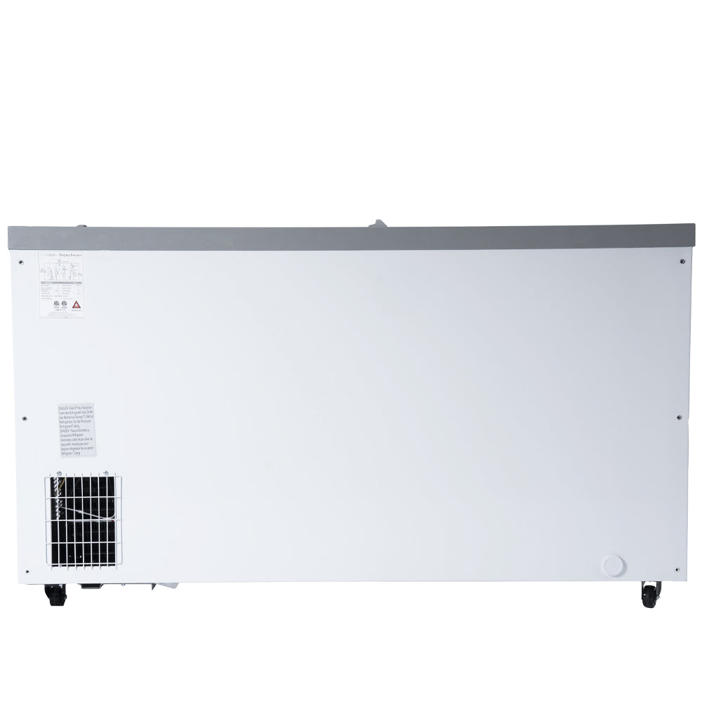 Coldline XS500YX curved glass top ice cream display freezer, rear view