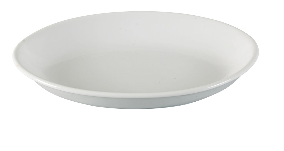 Yanco AC-219 - Oval Porcelain Platter, 19" L x 13-3/4" W x 2-1/4" H, Deep Rim, White, Dishwasher Safe - Case of 4
