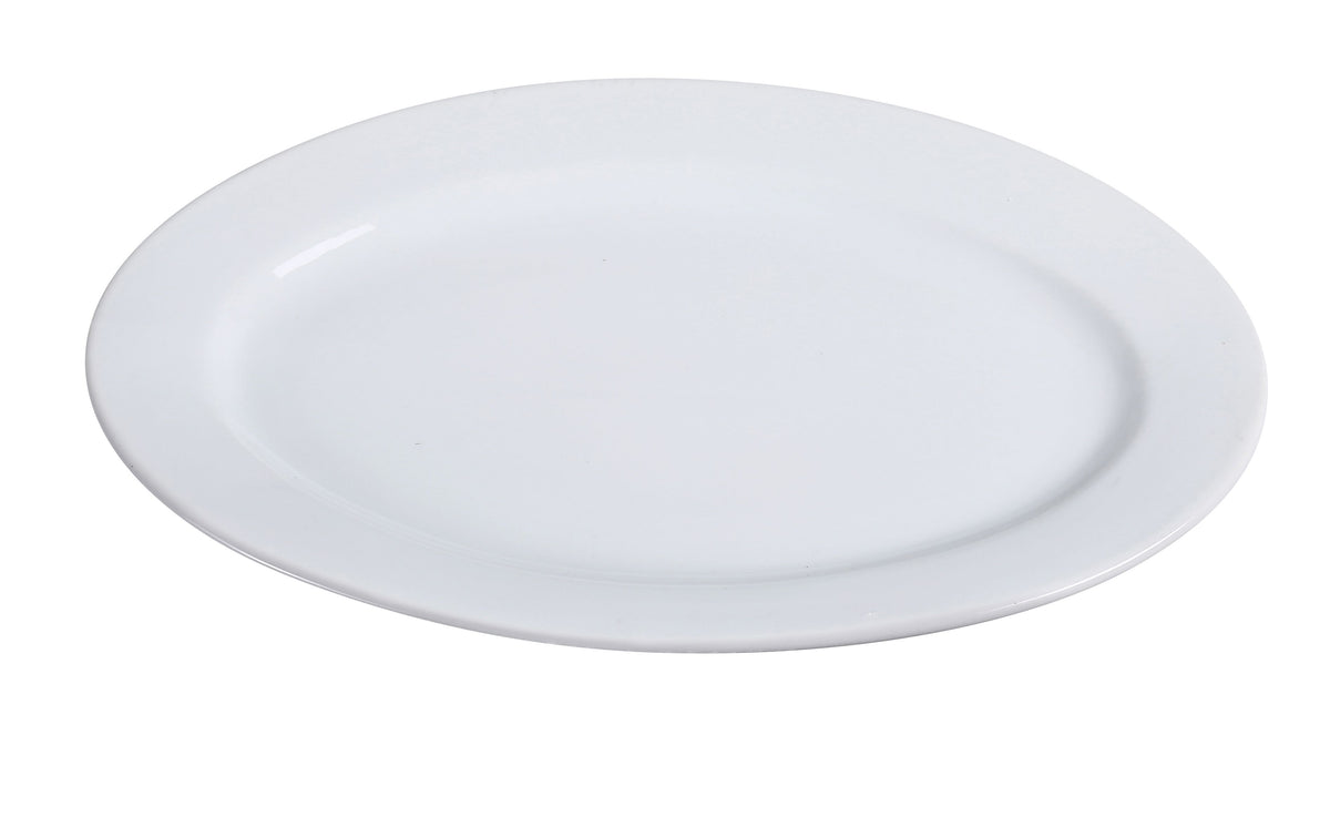 Yanco AC-61 Oval Porcelain Platter White 16" x 11-1/4" Rolled Edge Dishwasher Oven Safe - Case of 12
