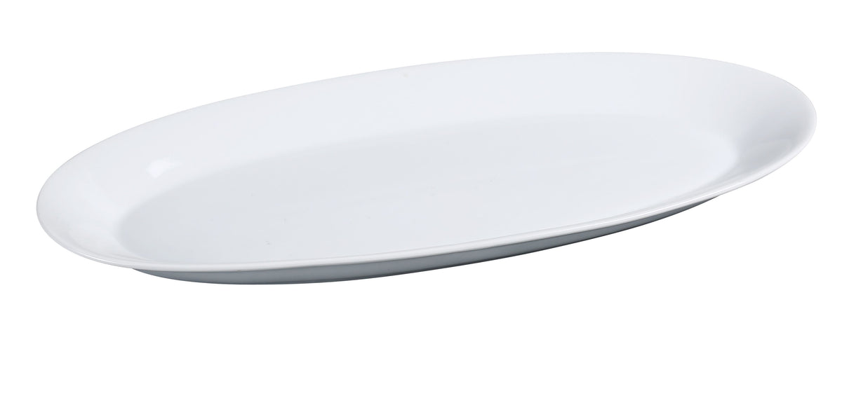 Yanco AC-99 China Platter, 23" L x 10-1/4" W x 2" H Oval Coupe Rim Porcelain White, Dishwasher Safe - Case of 4