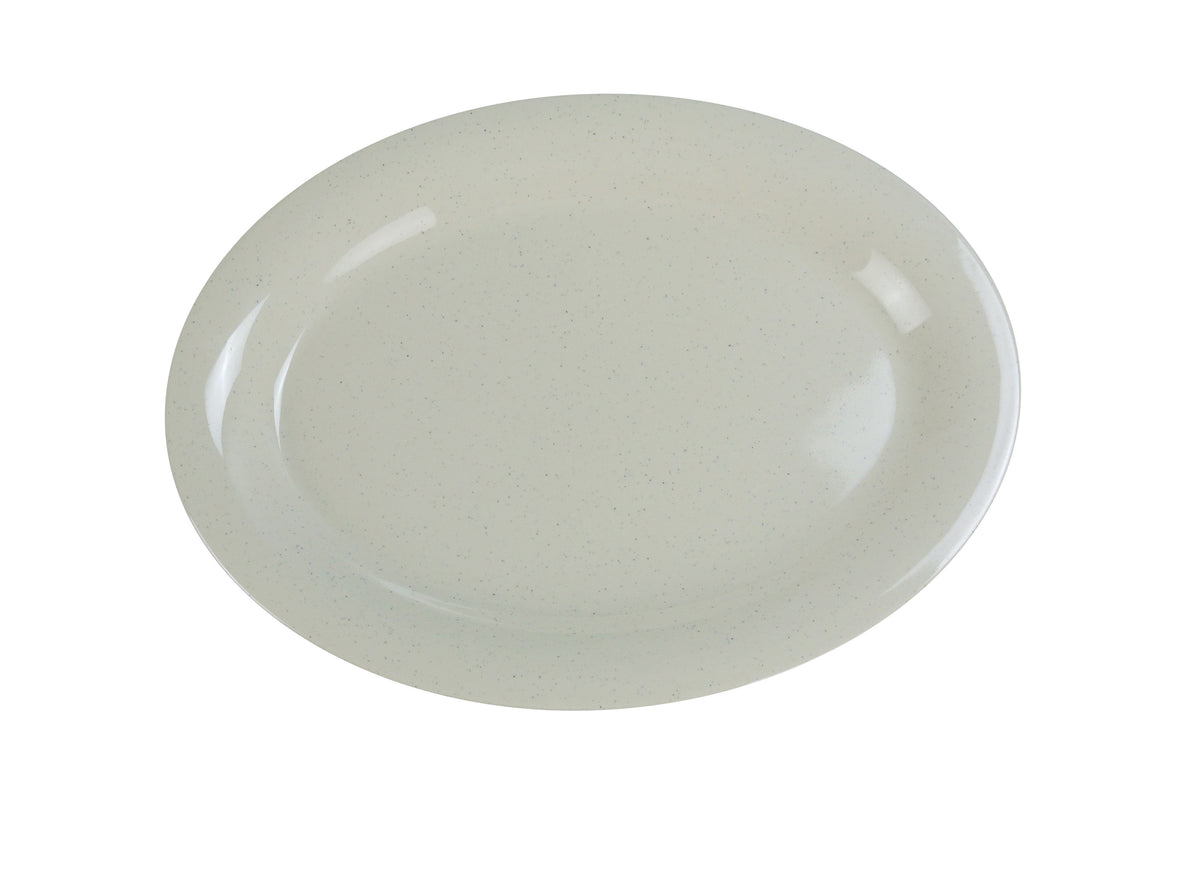 Yanco AD-212 Ardis Oval Platter, 12" x 9" Beige Melamine, Extra Heavy Dishwasher Safe NSF - Case of 12
