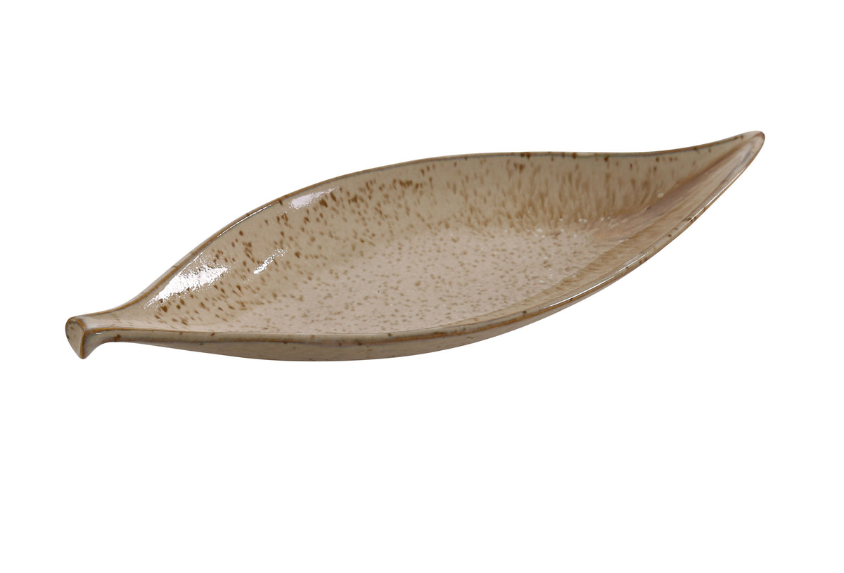 Yanco AG-412 Agate Leaf Plate - 12" x 4-1/2" Leaf-Shaped Porcelain, Dishwasher Safe - Case of 24