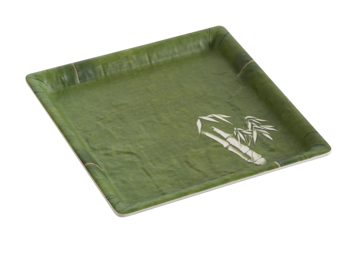 Yanco BA-108 - Bamboo Style Square Plate, 8" x 8", Melamine, Dishwasher Safe - Case of 48