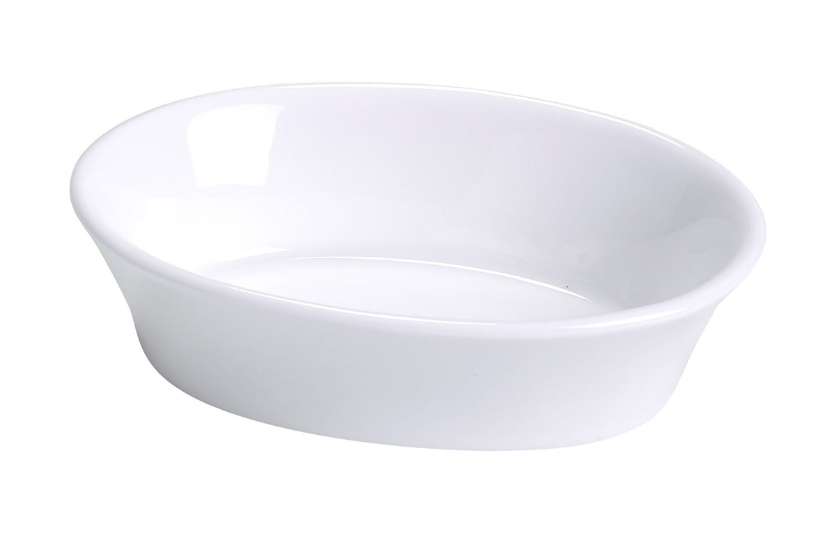 Yanco BK-006 - Oval Porcelain Baking 10 Oz, 6-1/4" L x 4-1/2" W x 1-1/4" H White Dishwasher Safe - Case of 36