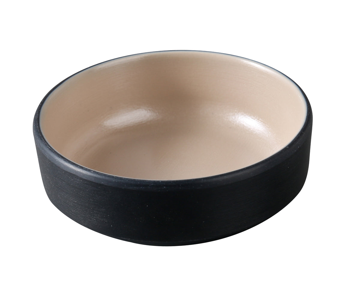 Yanco BM-4004CL - 4 Oz Round Sauce Dish, 4" Dia x 1-1/4" H, Black Melamine, Dishwasher Safe - Case of 72