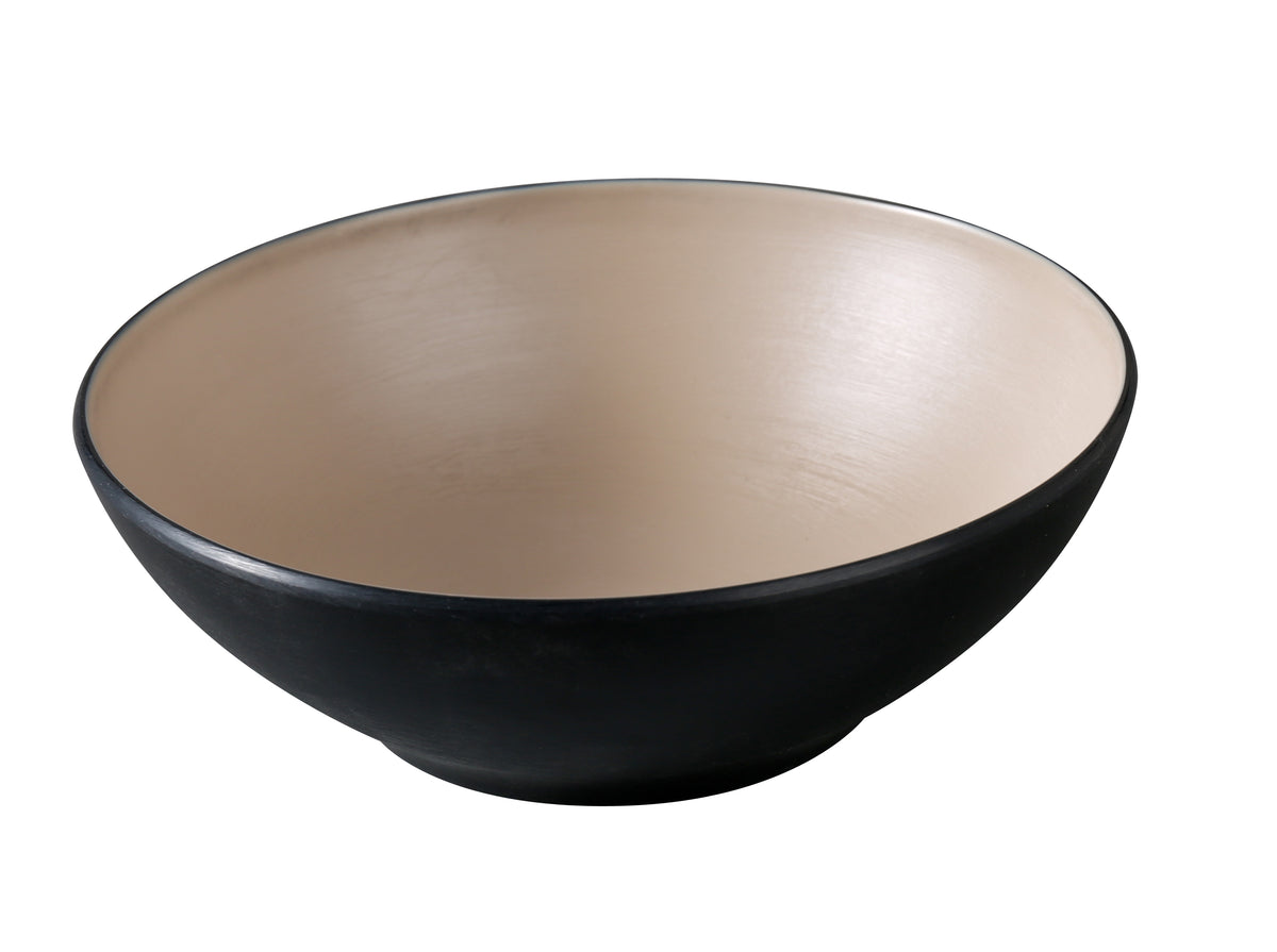 Yanco BM-407CL - 30 oz Bowl, 7-1/4" Dia x 2-3/4" H, Clay/Black Melamine, Dishwasher-Safe - 1 Dozen - Case of 24