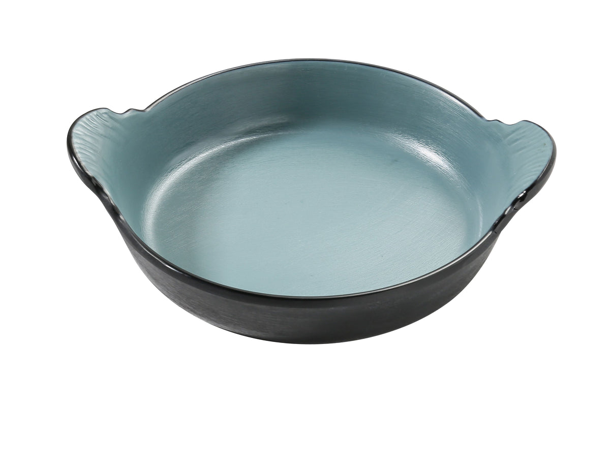 Yanco BM-606TL Deep Bowl, 6" W x 1.25" D x 6" H, 12 oz (0.5 qt), Gray/Teal Melamine Handle - Case of 48