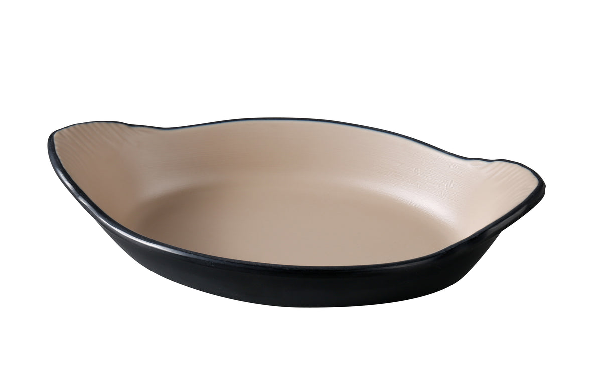 Yanco BM-608CL - Rarebit Sauce Dish, 10 Oz (8 3/4"W x5"D x1 1/4"H), Oblong Black Melamine - Case of 48