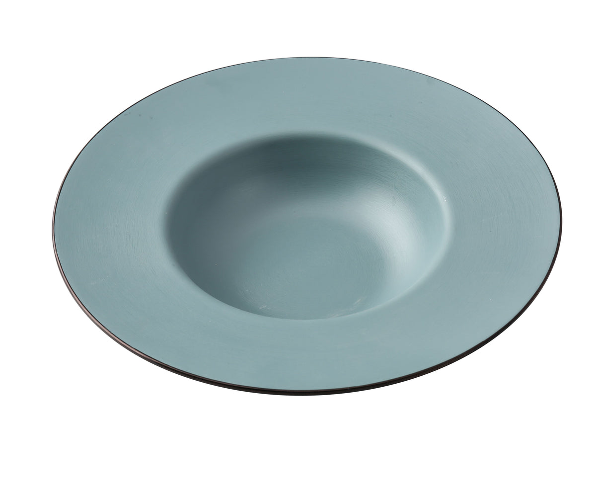 Yanco BM-711TL - 11-1/2" Round Plate, 16 oz, Melamine, Two-Tone Birmingham Teal, Wide Rim - Case of 12