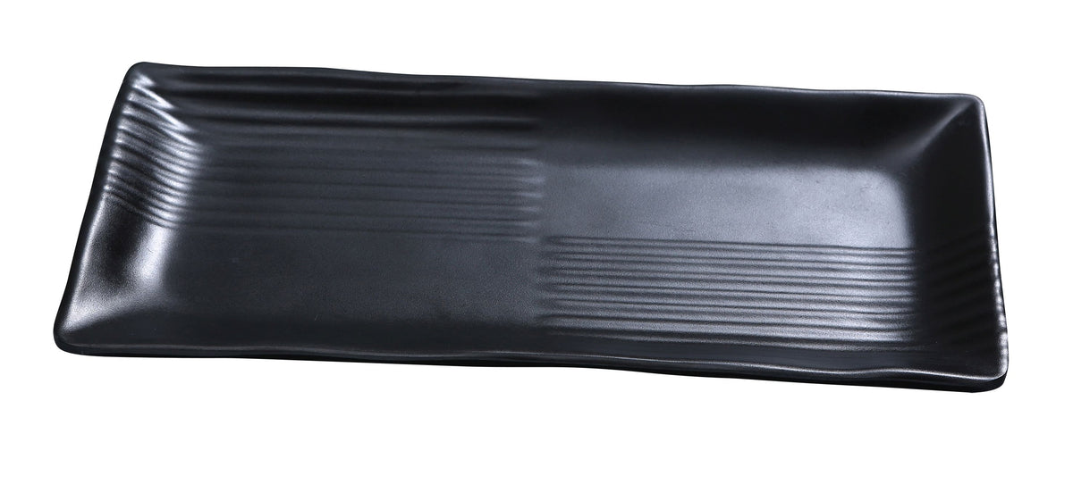 Yanco BP-2209 Black Pearl Rectangular Plate 8-1/2" L x 4" W Melamine Matting Surface - Case of 48