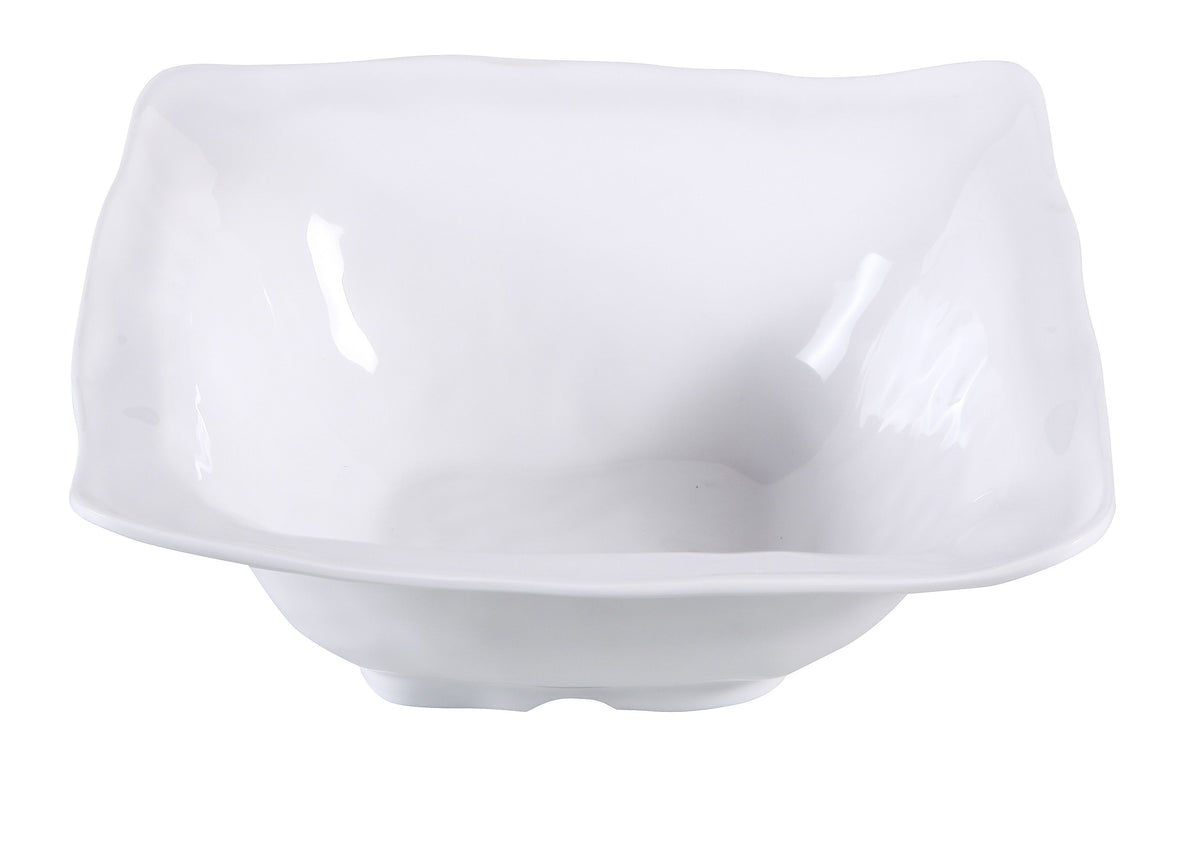 Yanco CAT-1281 Square 5-Qt Melamine Plastic Bowl, 14" x 14" x 5.25" White, Dishwasher Safe - Case of 6