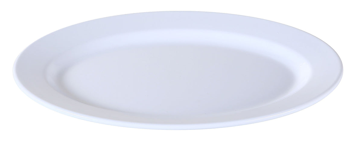 Yanco CAT-2016 Melamine Catering Plate, Oval White, 16" L x 12" W, Dishwasher Safe - 16-19" Size - Case of 6