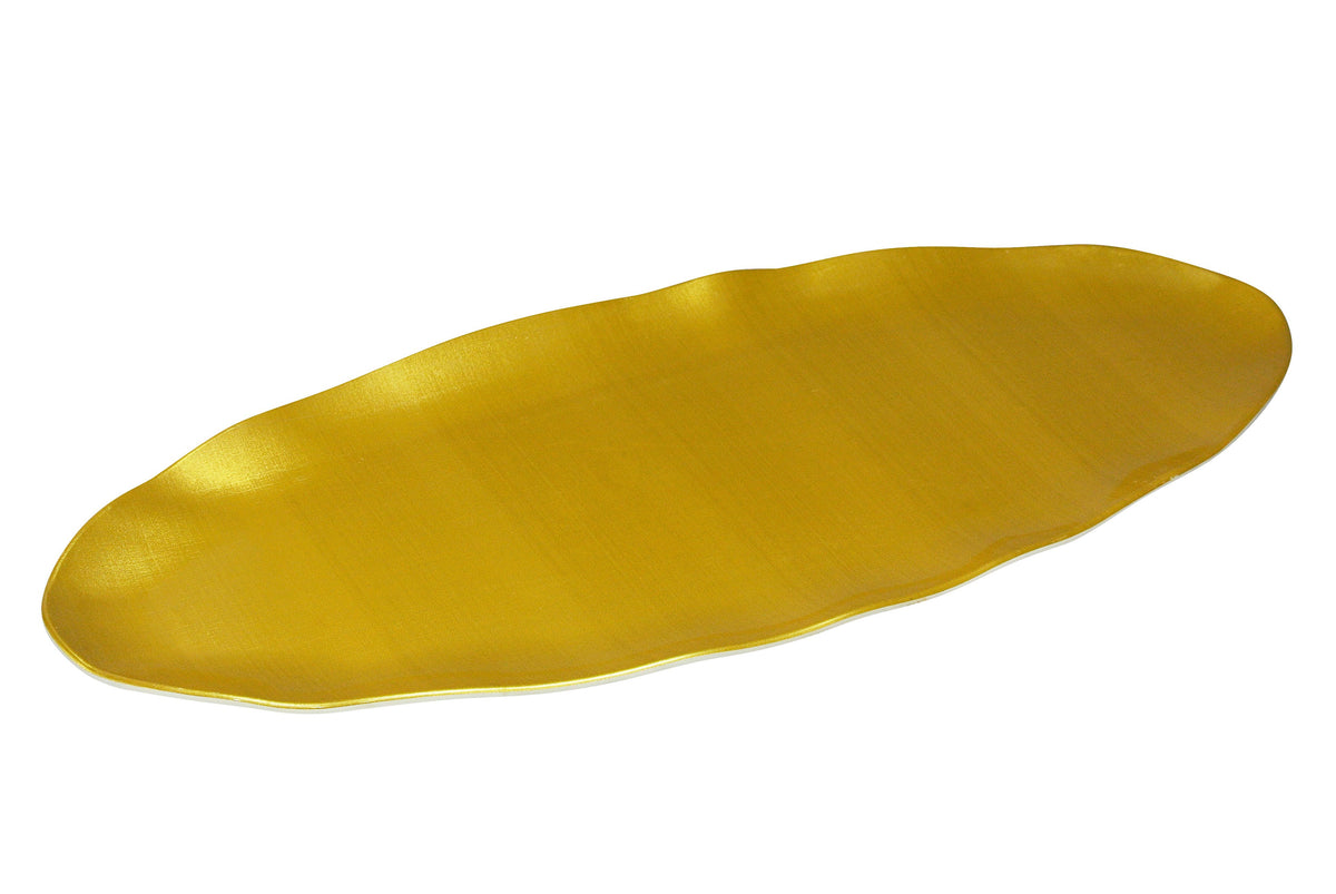 Yanco CAT-2030G - 30" Oval Plastic Serving Platter, Gold Melamine, Dishwasher Safe, Ideal for Catering - Case of 6