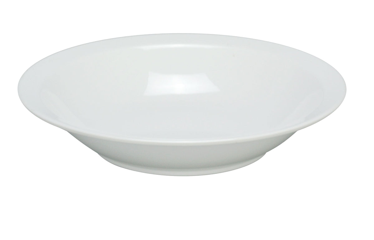 Yanco CAT-4014 - 14" x 2-1/4" Round Melamine Bowl, 3 Qt (108 oz) White, Rimmed, Dishwasher Safe - Case of 12