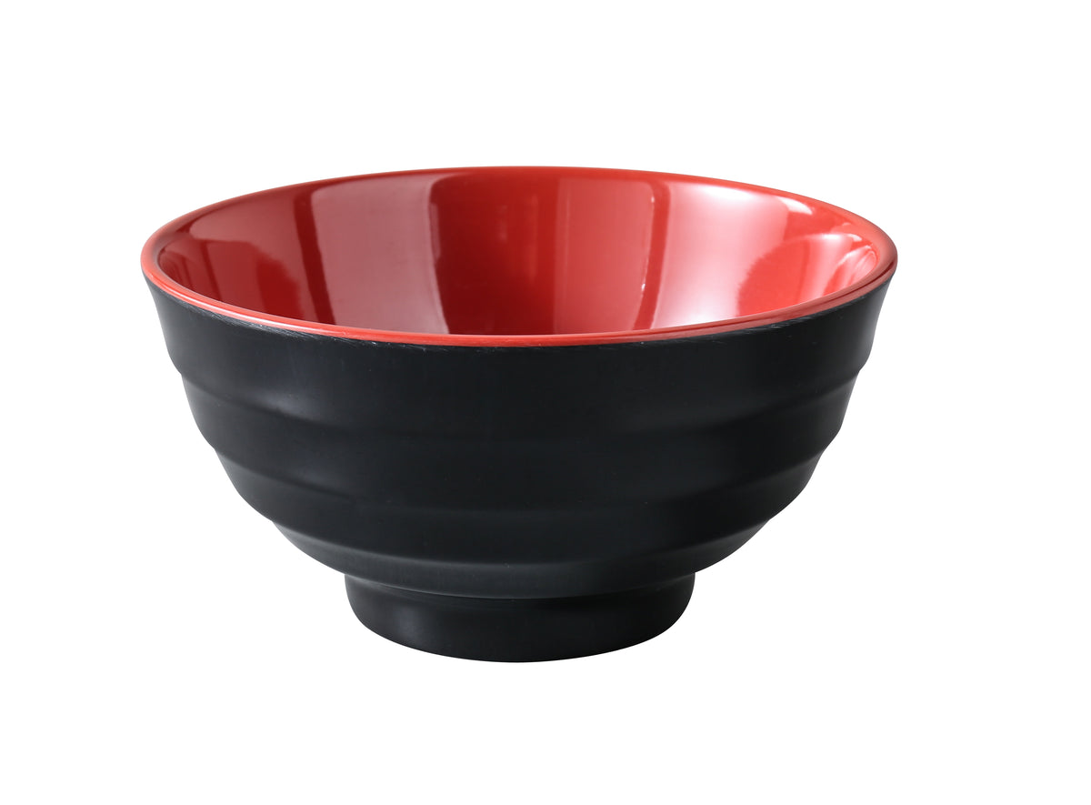 Yanco CR-528 Soup Bowl, 22 oz (3/4 qt), 6-7/8" Dia x 3" H, Melamine, Black/Red - Case of 48