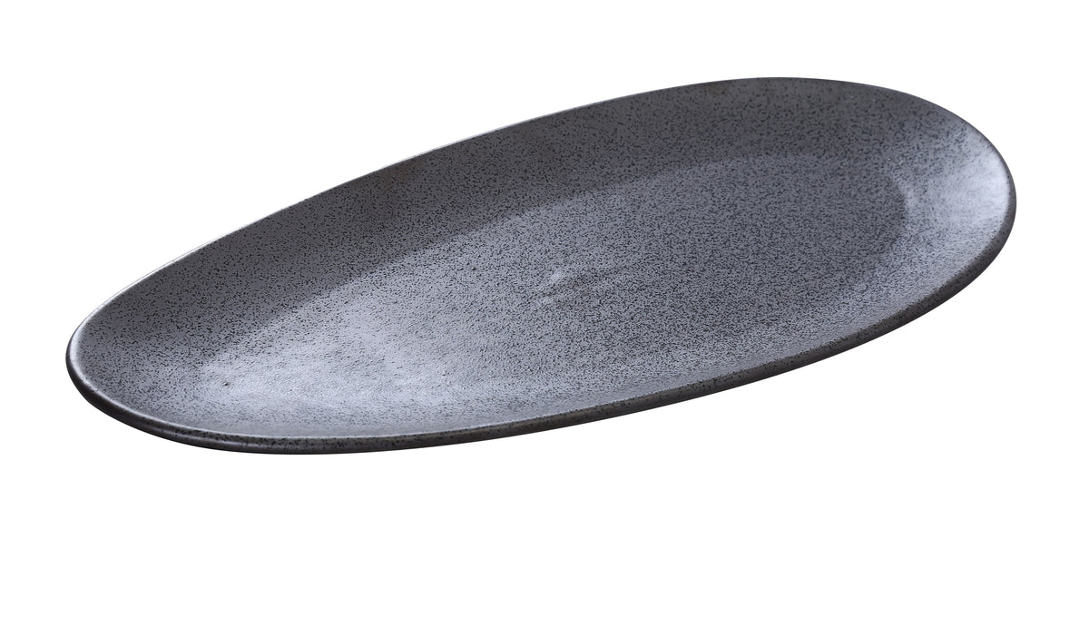 Yanco DB-314 - 14" x 6-1/2" x 7/8" Leaf Shape Porcelain Diamond Black Plate Bronze Safe - Case of 12