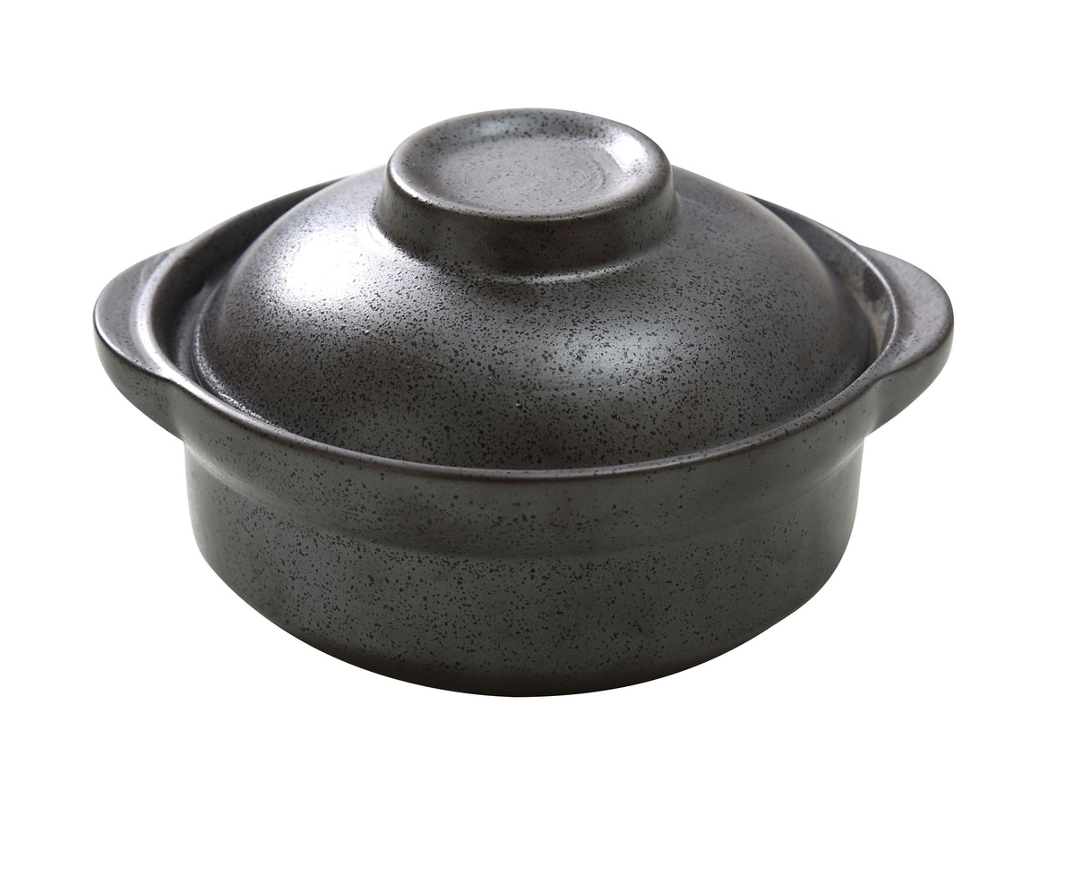 Yanco DB-4107 - Black Porcelain Bowl 20 Oz (6-1/2" Dia x 2-1/2" H) With Lid, Microwave Safe - Case of 12
