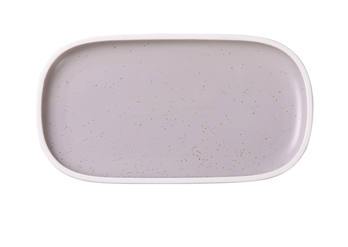 Yanco DM-312 - Porcelain Plate, 12" x 6-1/2" x 7/8", Lavender Speckles, Dishwasher Safe - Case of 12