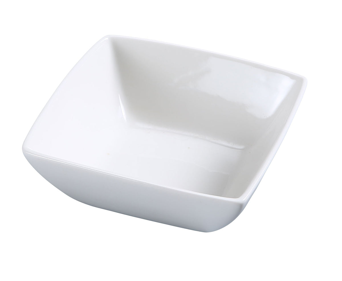 Yanco FU-007 - Square Porcelain Fuji Bowl, 7" Diameter, 36 oz, Bone White, Dishwasher Oven Microwave Safe - Case of 24