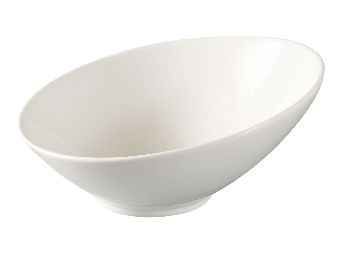 Yanco FU-606 Fuji Sheer Bowl, 6" Slanted Porcelain, 9 Oz, Bone White, General Use - Case of 36