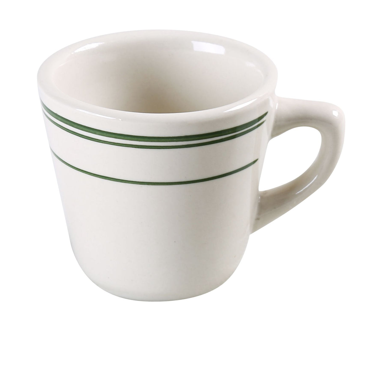 Yanco GB-1 Green Band Ceramic Cup, 7 oz (3-3/8" Dia. x 2-3/4" H), Oven Microwave Safe - Case of 36