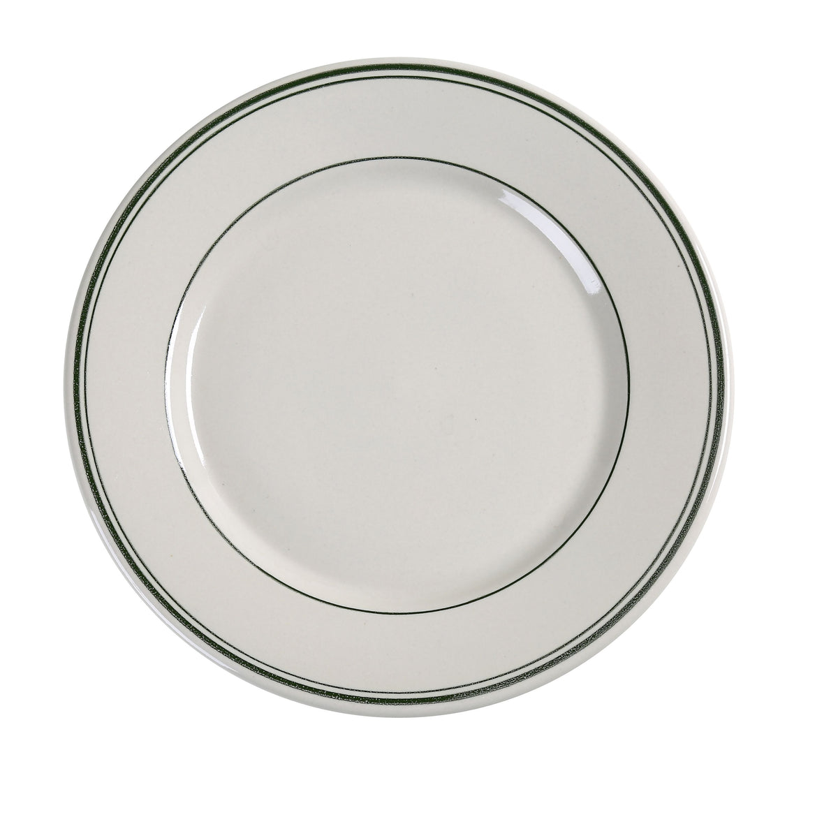 Yanco GB-21 Green Band Plate, 12" Diameter, Ceramic, White, Dishwasher Oven Microwave Safe - Case of 12