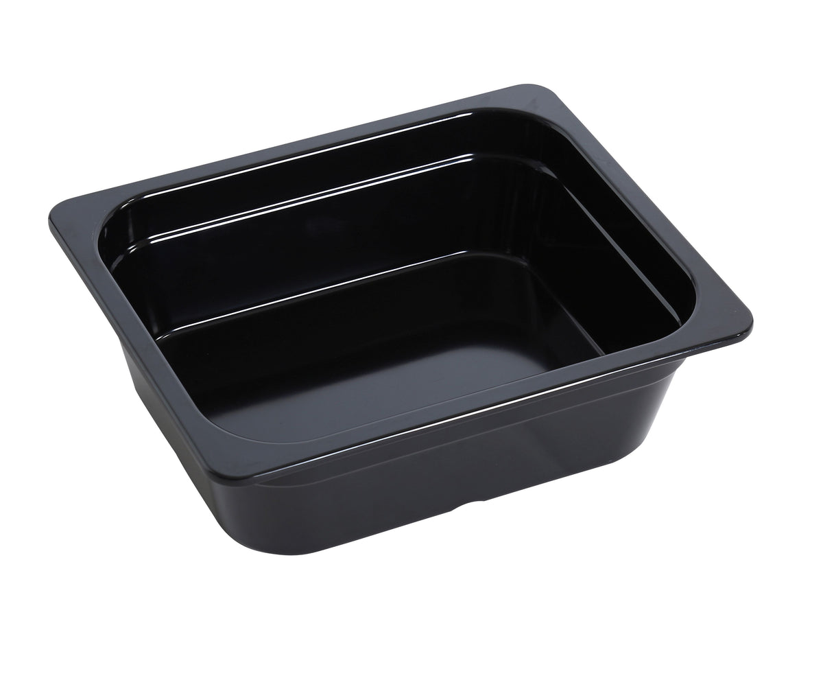 Yanco GN-213BK - 1/2 GN Black Melamine Pan, 3.6L, 12-4/5" L x 10-7/16" W x 3-15/16" H Dishwasher Safe - Case of 6