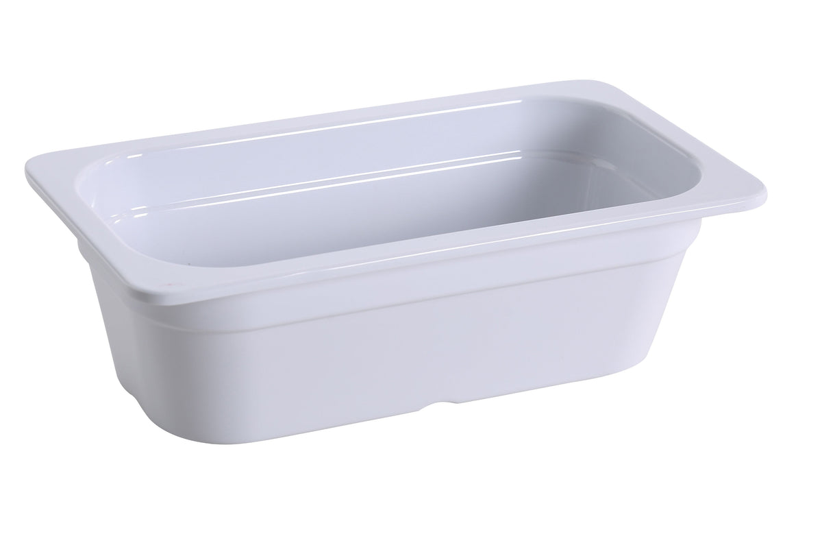 Yanco GN-513 1/3 GN Food Pan, 2.3L, 12-4/5" x 6-15/96" x 3-15/96" Melamine White, Dishwasher Safe - Case of 6