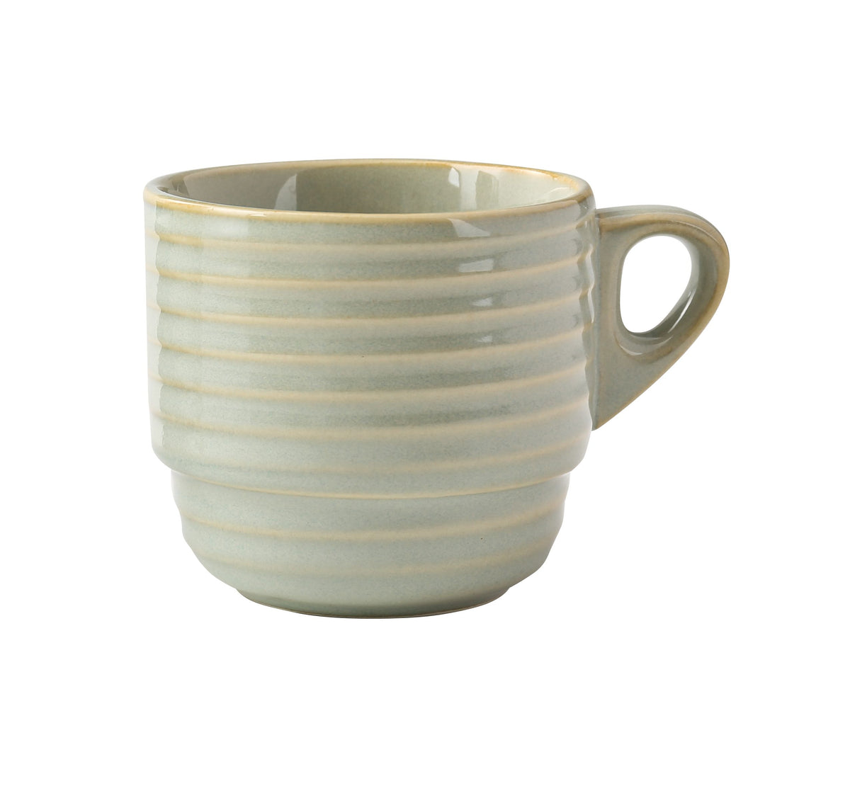 Yanco GO-001 Stackable Porcelain Cup, 3-1/8" Dia. x 2-7/8" H, 6 Oz, Earthy Tone Golden Rim - Case of 36