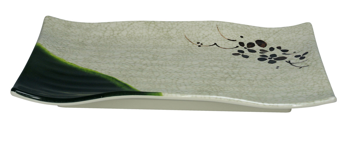Yanco HO-2416 - Rectangular 16" x 10-1/2" Melamine Plate with Rippled Edge, Dishwasher Safe - Case of 12