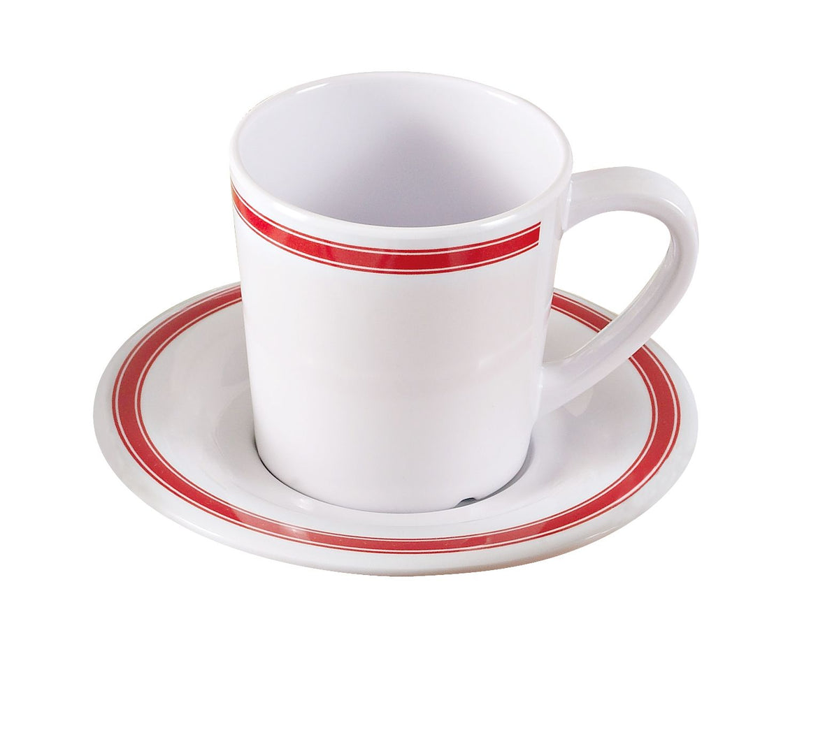 Yanco HS-9018 - 7 Oz Mug, 3" Dia. x 3" H, Melamine, White With Red Band, Dishwasher Safe - Case of 48
