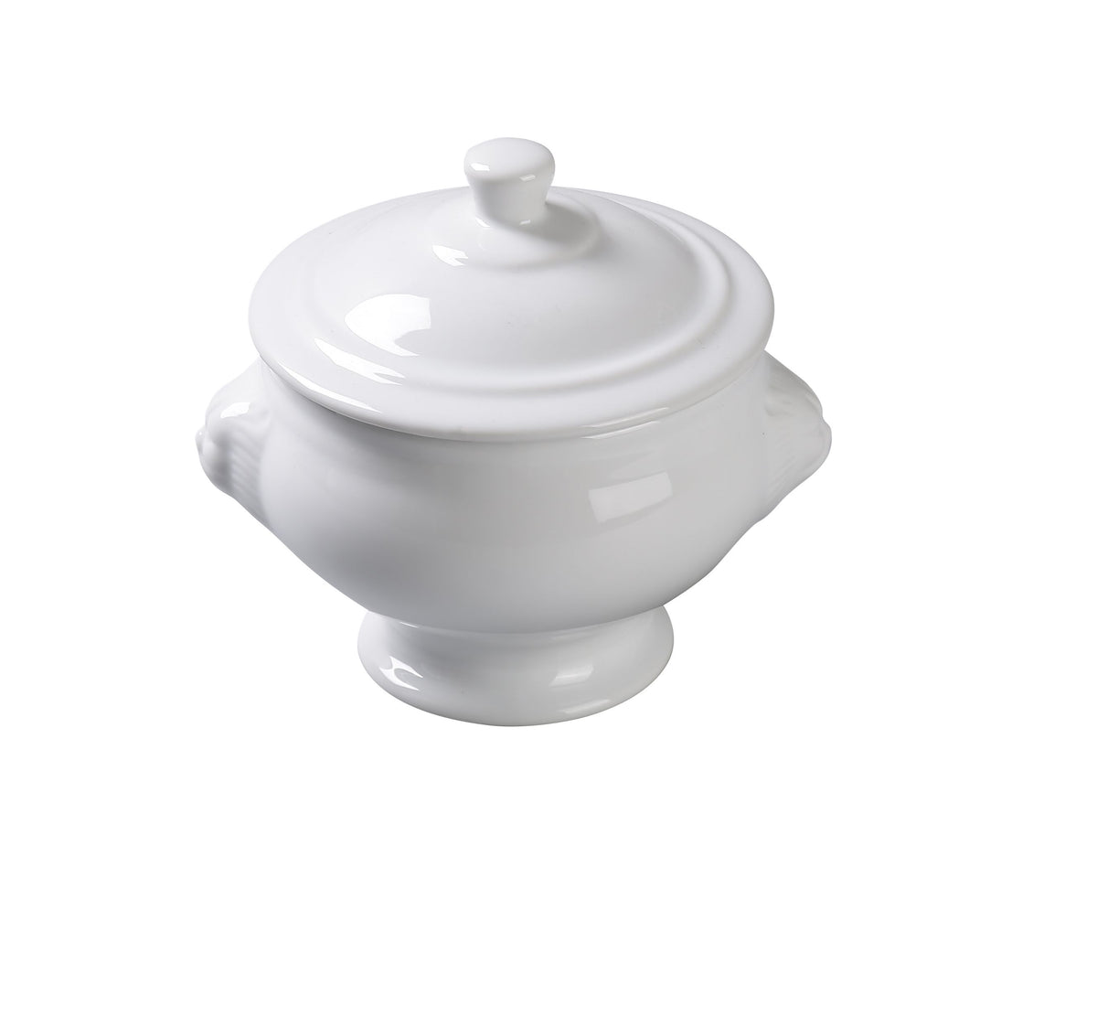 Yanco LB-15-L Soup Tureen, 15 oz (4" Dia x 3-1/2" H), White Porcelain Lid, Dishwasher Safe - Case of 24