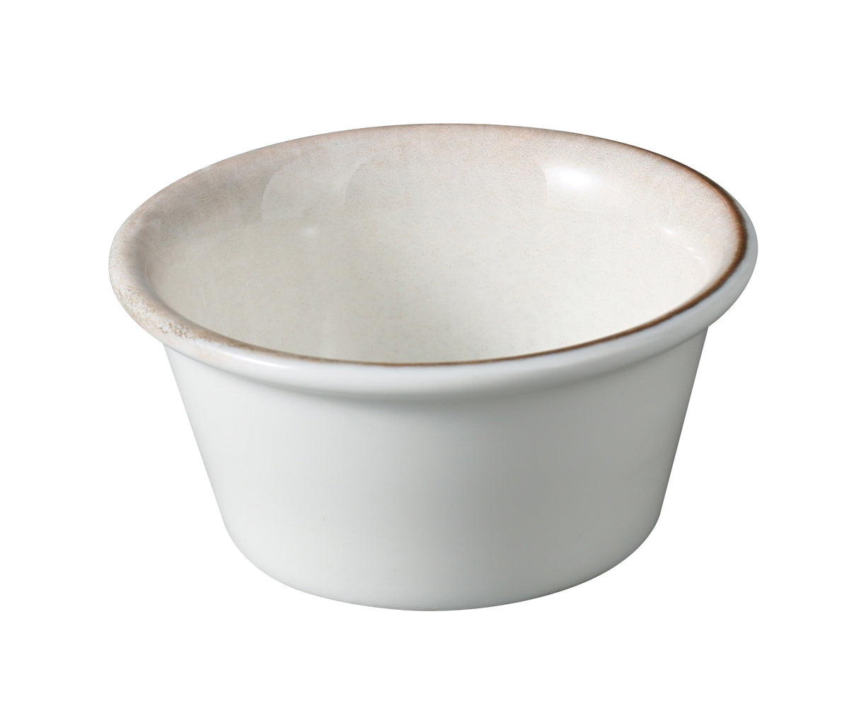 Yanco LE-303 - Sauce Dish, 3 1/8" x 1 1/2", 3 Oz, White & Brown China, Dishwasher Safe - 1 Dozen - Case of 48