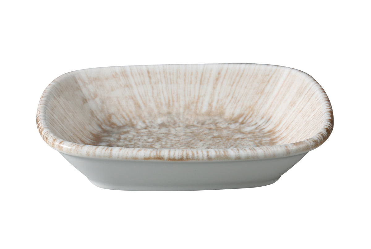 Yanco LE-405 - Rectangular China Bowl 5" x 3-1/2" x 1", 4 oz White/Brown Microwave Safe - 1 Dozen - Case of 36