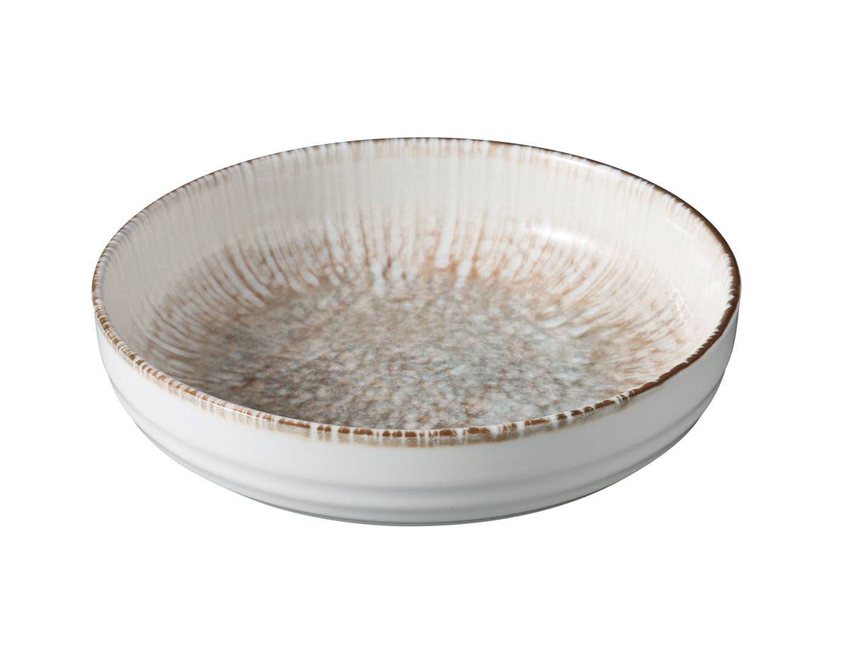 Yanco LE-508 - 8-1/2" x 2⅛" China Bowl, 35 oz, White/Brown, Dishwasher & Microwave Safe - 1 Dozen - Case of 12