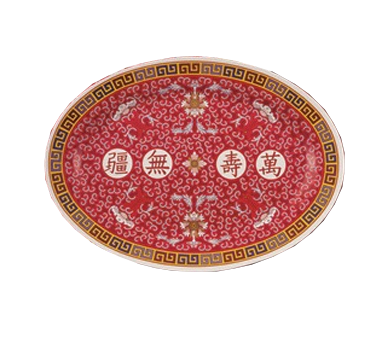Yanco LG-2016 - Asian Dinnerware Longevity Plate, 16" Oval Melamine, Dishwasher Safe - Case of 12