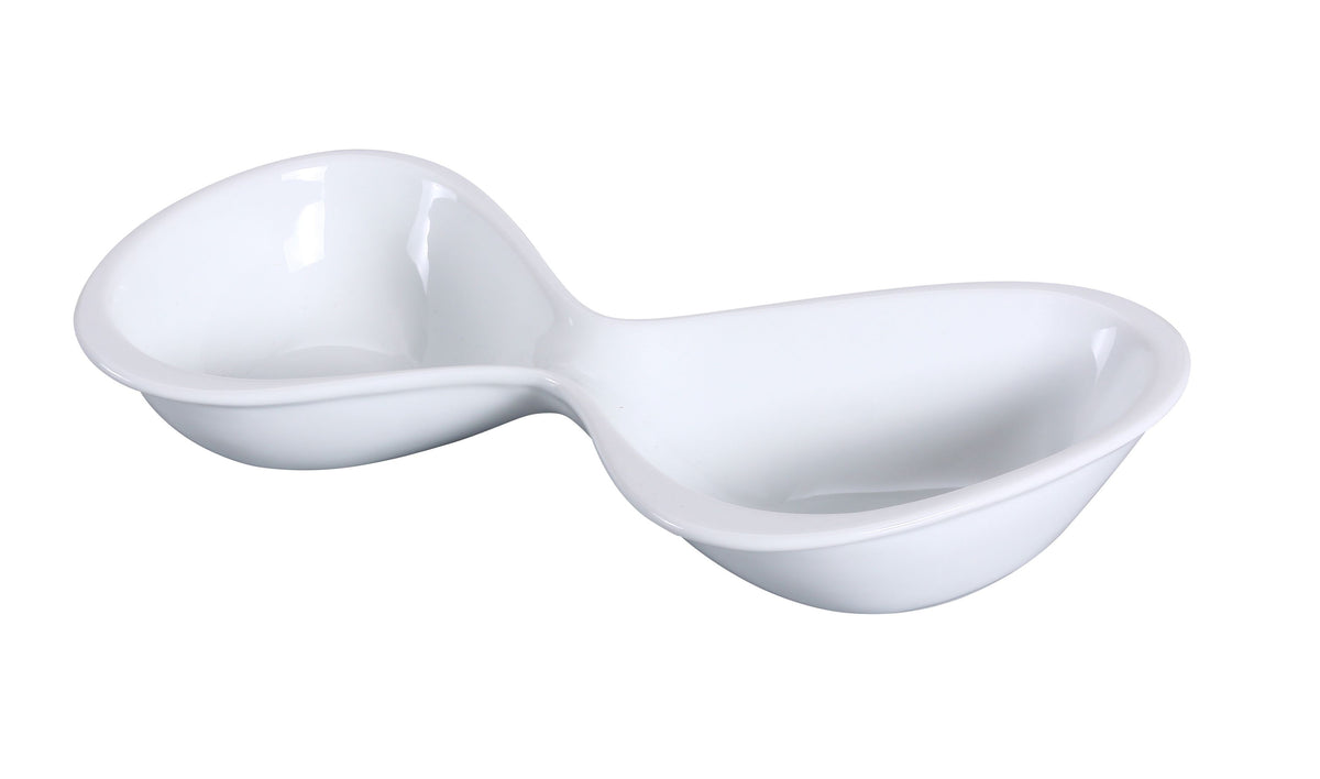 Yanco LK-710 Lion King Double Bowl, 4 Oz Each, 10-1/4" Bone White China, Dishwasher Safe - Case of 24