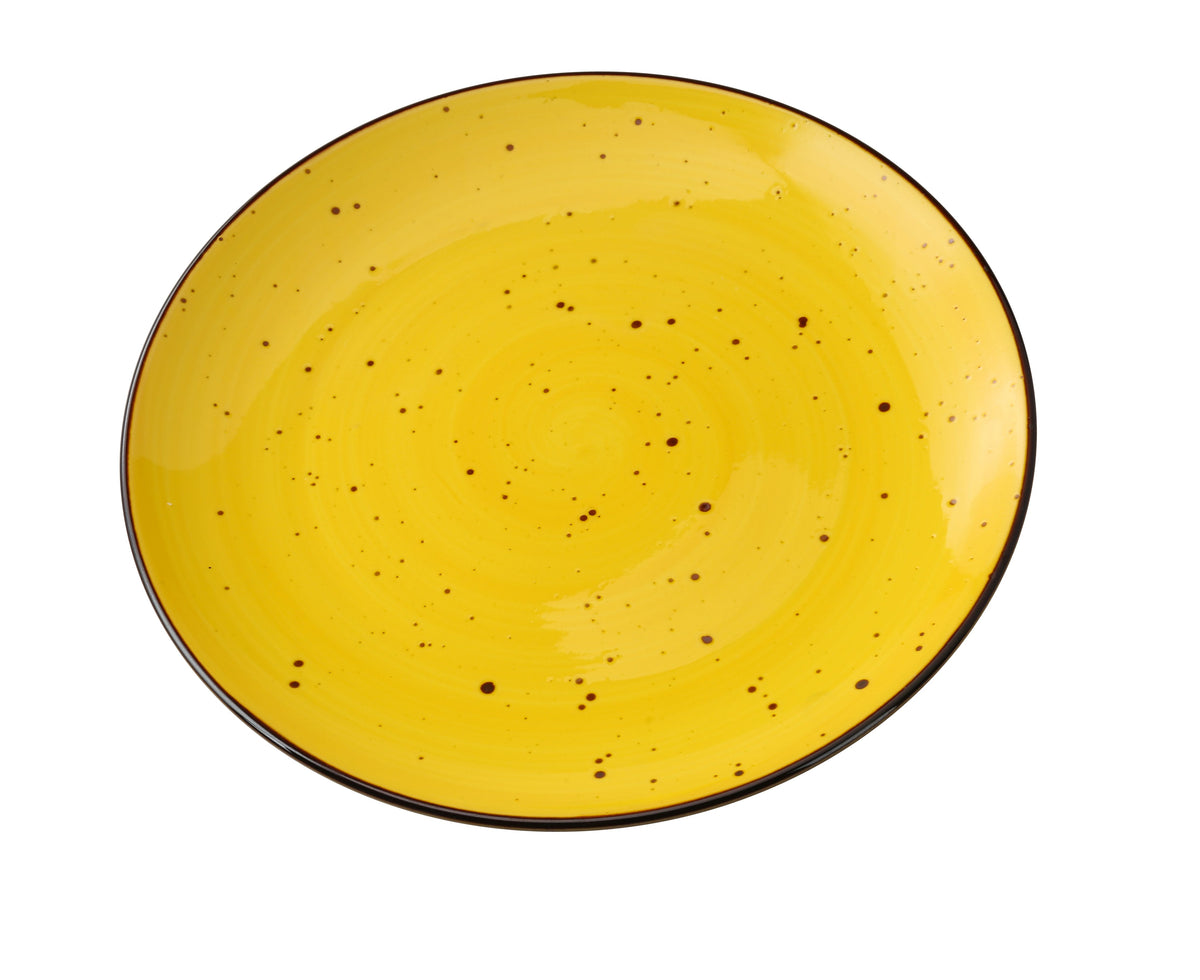 Yanco LY-1112YL - 12-1/4"x1-1/4" Porcelain Plate, Yellow Glazed, Coupe Rim, Dishwasher Safe - Case of 12
