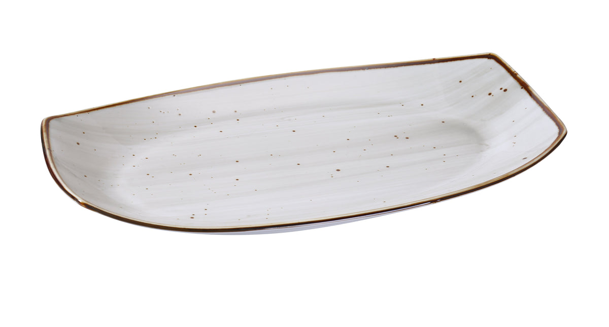 Yanco LY-213 Rectangular Plate, 13" x 7-3/8" x 1-1/2", Brown Speckled Porcelain Dishwasher - Case of 12