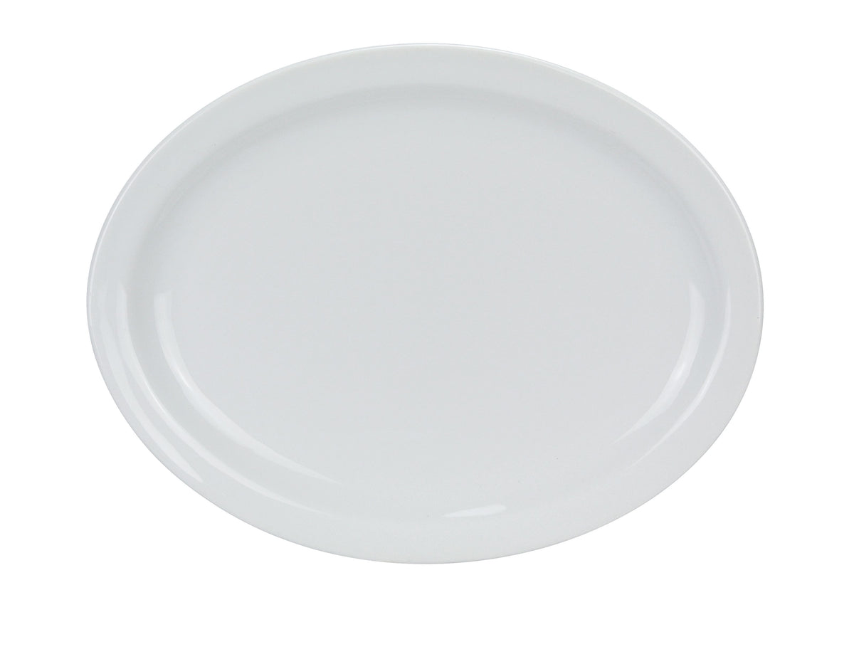 Yanco MA-12 Mayor Oval Platter 10" x 8" White Porcelain Narrow Rim Dishwasher Safe - Case of 24