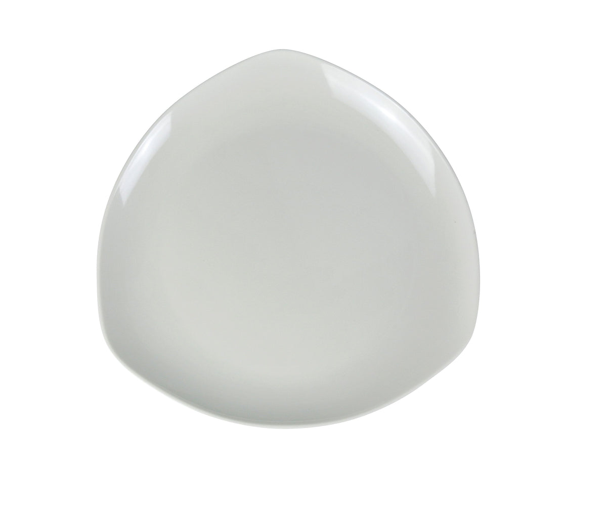 Yanco MD-608 - 8" x 8" Triangular Melamine Plate, White, Dishwasher Safe, 8-9" Size - Case of 48