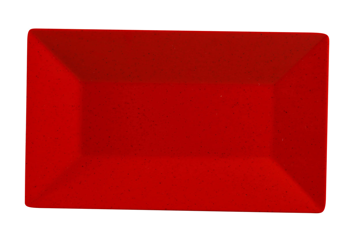 Yanco ME-212 - 12" X 7-1/2" Rectangular Melamine Plate, Speckled Red, Dishwasher Safe - Case of 24