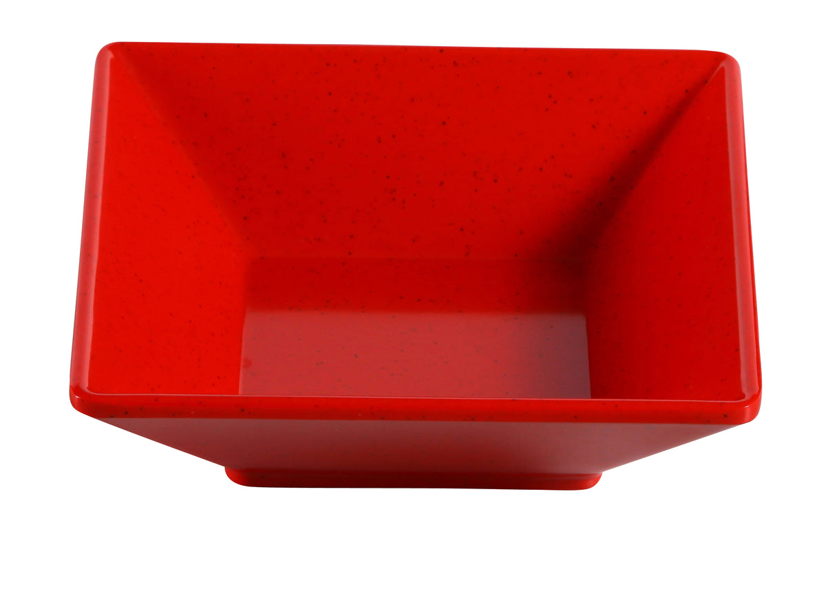 Yanco ME-306 Square Bowl, 14 Oz (-1/2 Qt) 6" x 6" x 1-3/4" Melamine, Speckled Red - Case of 48