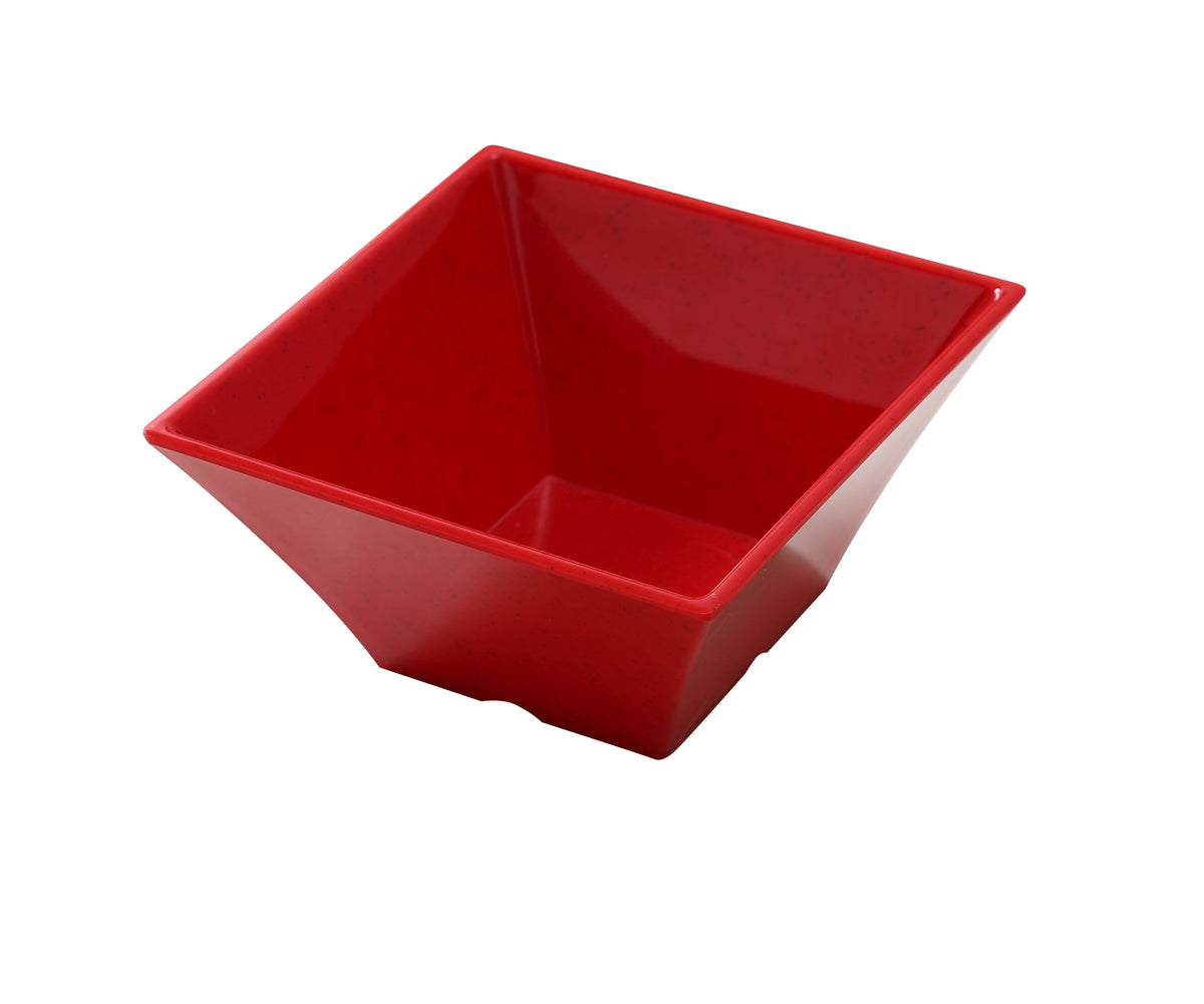 Yanco ME-4106 - 26 oz Square Plastic Bowl, 6" x 3" Melamine, Speckled Red, Dishwasher Safe - Case of 24