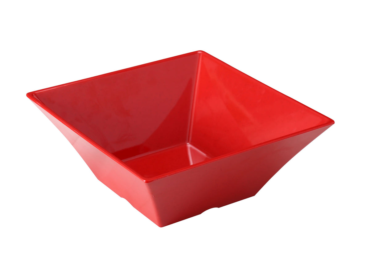 Yanco ME-4107 Square 2-Quart (64 oz) Melamine Bowl 7.5" X 7.5" X 3.5" Red Dishwasher Safe - 1 Dozen - Case of 24