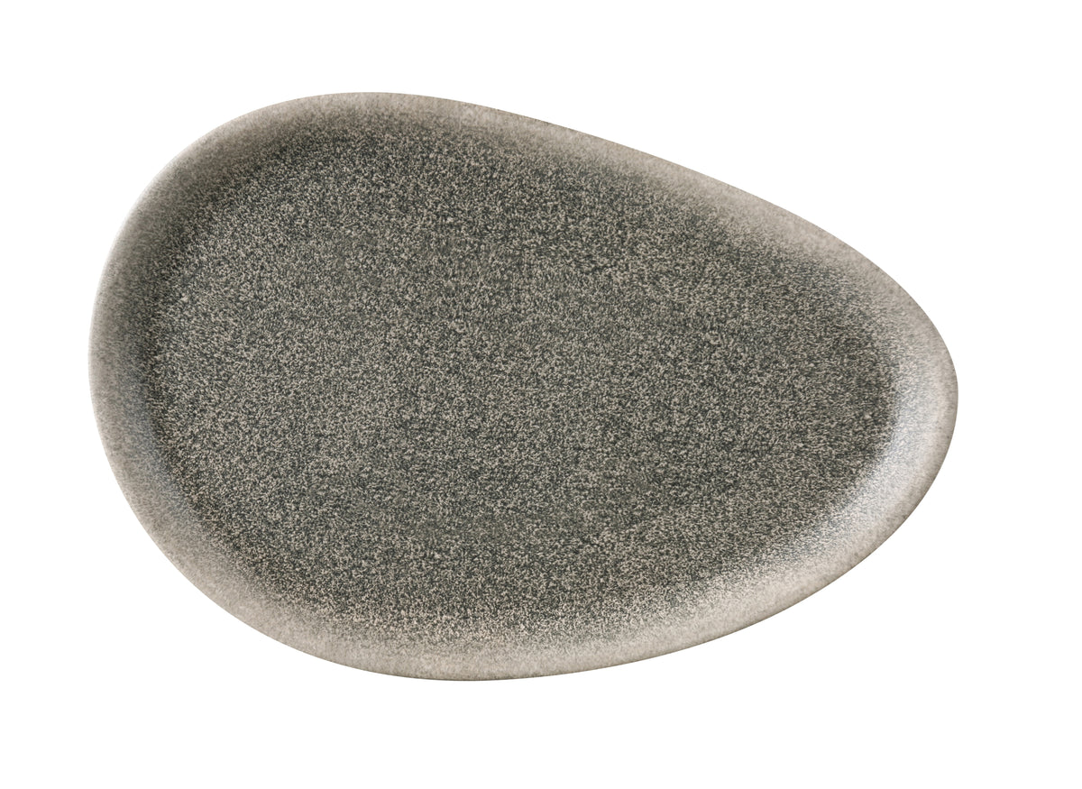 Yanco MI-214 - Oval Plate, 14" x 9 3/4" x 1", Gray Melamine, Dishwasher Safe - 1 Dozen - Case of 12