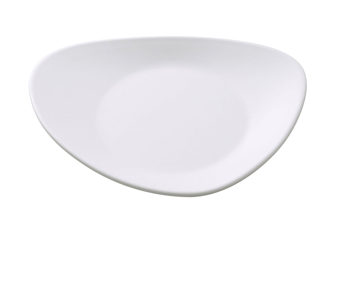 Yanco MO-108 Modern Triangular Plate, 8" x 6-1/2", White Matte Melamine, Dishwasher Safe - Case of 48